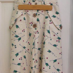 French Penpal Letter He Loves Me He Loves Me Not A-Line Linen Blend Skirt